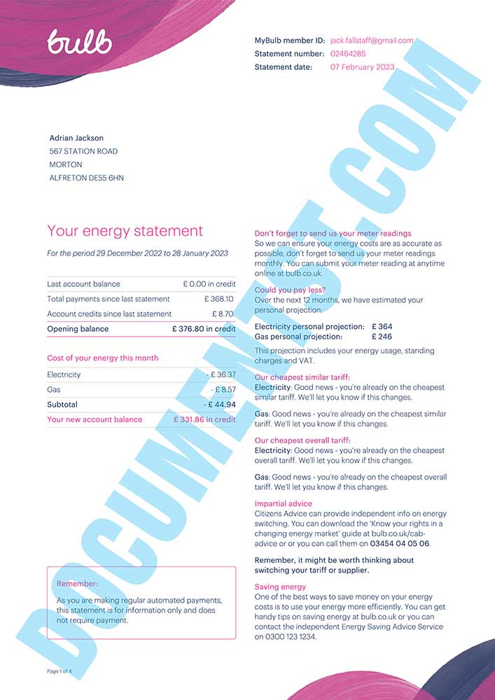 Bulb Energy Utility Bill UK